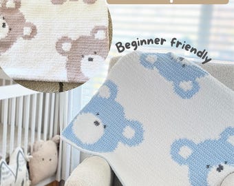 Crochet Baby Bear Blanket Pattern – Beginner Friendly, with Video Tutorial (PDF Pattern) - No Sewing Machine needed