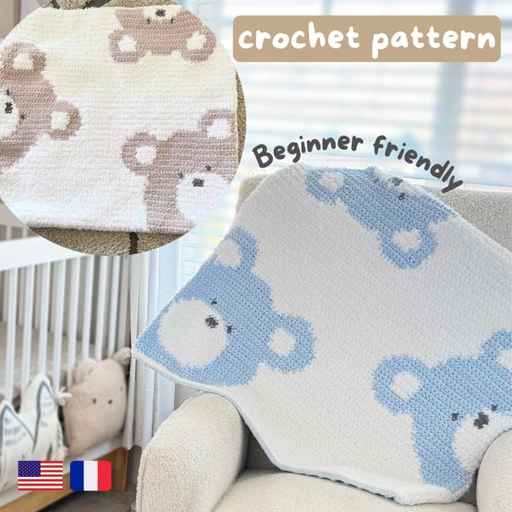 Crochet Baby Bear Blanket Pattern – Beginner Friendly, with Video Tutorial (PDF Pattern) - No Sewing Machine needed