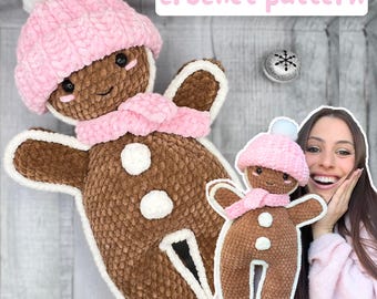 Lebkuchenmann - Häkelanleitung - Cuddle Size - Amigurumi Pattern - Weihnachtshäkeln - Panorma d'épices bonhomme - Patron crochet français