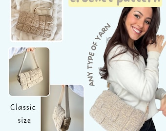 Easy Crochet Bag Pattern - Classic Size - Beginner - Meli Melo cross body bag - tote-Market-Handmade bag-Crochet bag PDF- Sac Cabas Patron