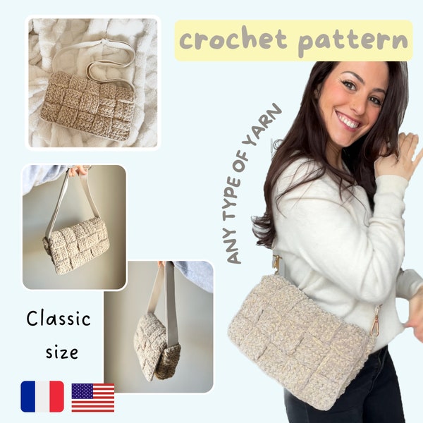 Easy Crochet Bag Pattern - Classic Size - Beginner - Meli Melo cross body bag - tote-Market-Handmade bag-Crochet bag PDF- Sac Cabas Patron