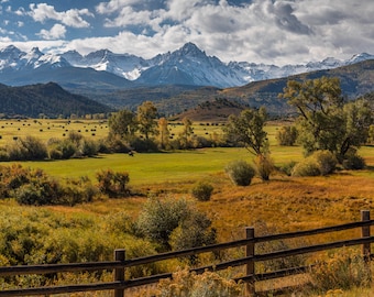 Fall Farm Fields Wall Hanging, Colorado Fall, Colorado Mountains, Landscape Photography, Fall Aspens, Southwest Colorado, Colorado Ranches