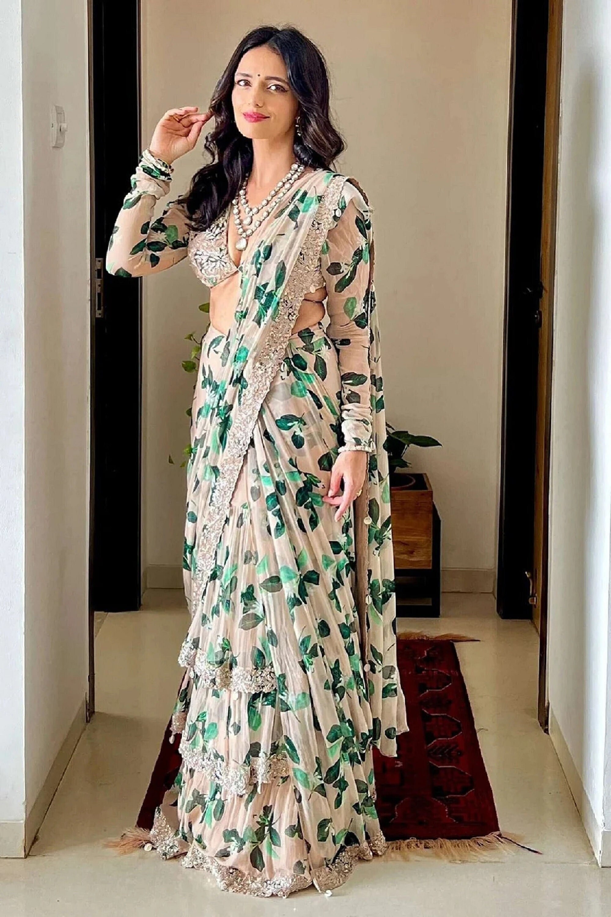 Party wear ruffle saree online sale