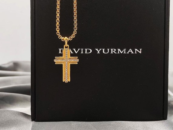 David Yurman Cross Pendant in 18K Yellow Gold with Diamonds – NAGI