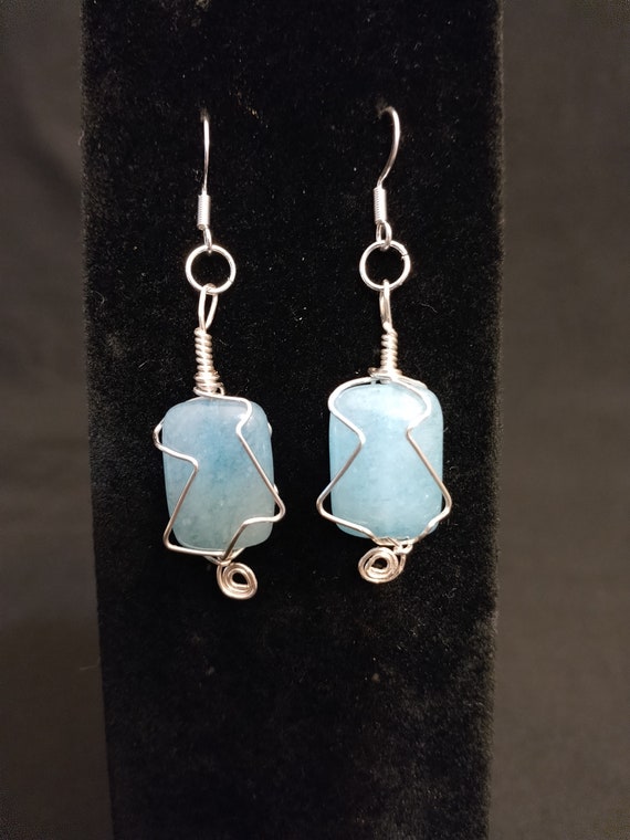 Wire Wrapped Aquamarine Earrings