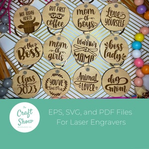 More Keychains for moms, girls, and friends, laser cut files, craft shows, svg, pdf, eps