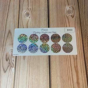 Oops Carte sfida gratta e vinci mensili laminate / Sfide di risparmio / Sfide di denaro (LEGGI DESCRIZIONI)