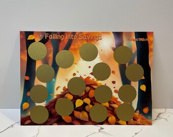 Falling Into Savings | Scratch Off Savings Challenges | Size 7x5