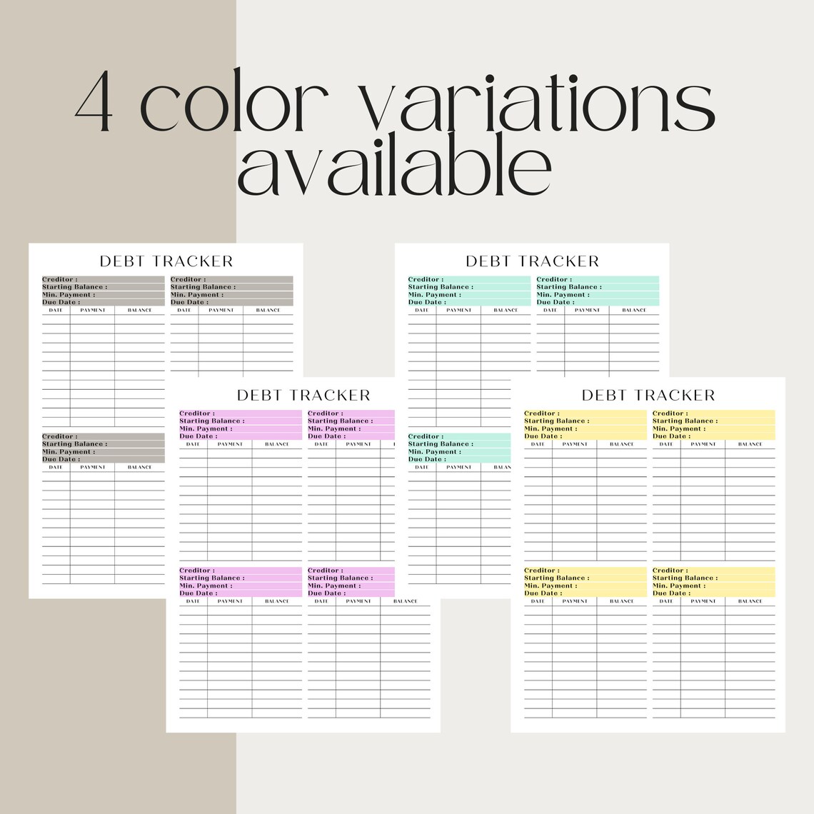 Debt Tracker Printable Sheet | Debt Payment Tracker | Debt Snowball ...