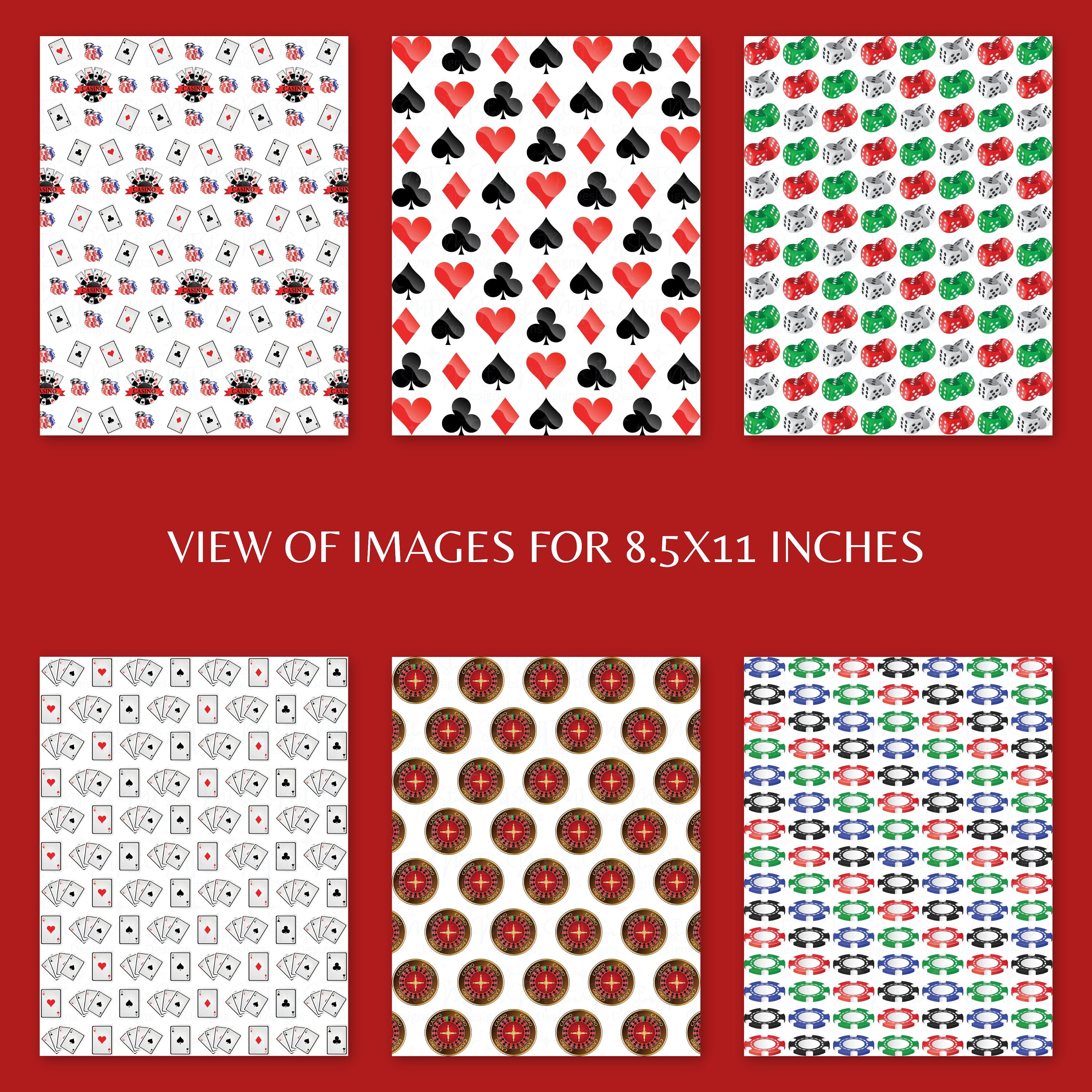 Casino Vol 1 INSTANT DOWNLOAD Digital Paper Printable, BONUS Pack Two ...