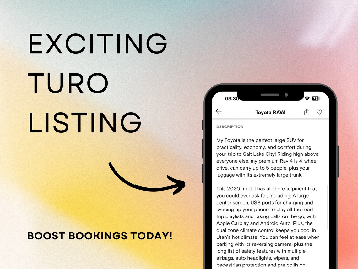 SEO Optimized Turo Car Description Template Exciting Etsy