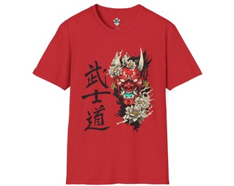 Oni Samurai Bushido Graphic Tee, Unisex Softstyle T-Shirt, Streetwear Style Urban Outfit