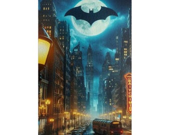 Gotham Night Skyline Batman signal Puzzle