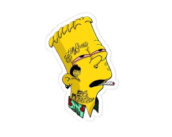 Tattooed Bart Sticker | Kiss-Cut Sticker, Cartoon Character Decal