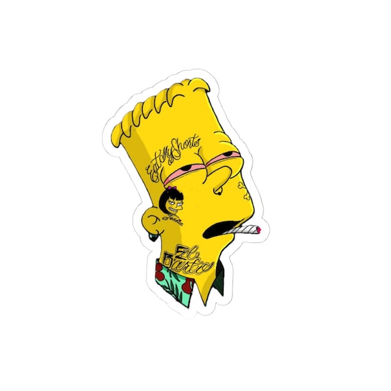 Tattooed Bart Sticker | Kiss-Cut Sticker, Cartoon Character Decal