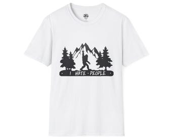Bigfoot I Hate People mountain silhouette T-Shirt | hiker outdoors trees