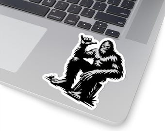 Hang Loose Bigfoot Kiss-Cut Stickers | Sasquatch Surfing Decal