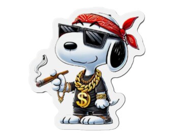Cool Snoopy- Dog Wearing Bandana die-cut magnet | Cartoon Character Magnet