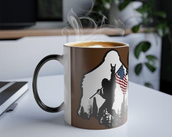 American Flag Gone Squatchin' Sasquatch Mug | Color Morphing 11oz