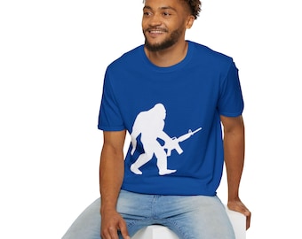 Sasquatch with Rifle T-Shirt | Bigfoot Hunting Silhouette Tee