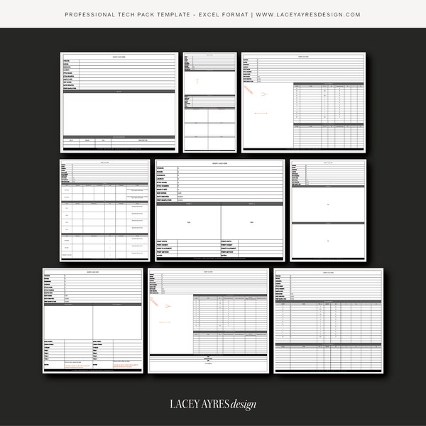 Professional Tech Pack Template + Example; Excel Format