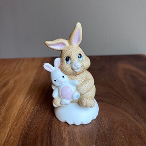 Vintage Rabbit Figurine// Rabbit Holding White Bunny Vintage Figurine