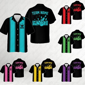 Personalized Retro Bowling Hawaiian Shirt, Custom Name Bowling Button Down Shirt For Bowlers, Bowling Team Shirt, Bowling Lovers Gifts