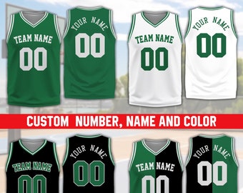 Personalized Green Basketball Jersey, Custom Name Number Basketball Jersey, Kid, Youth, Adult Matching Jersey, Team Basketball Lover
