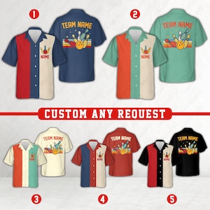 Personalized Retro Bowling Hawaiian Shirt, Custom Name Bowler Button Down Shirt, Matching Bowling Team Shirt, Bowling Lover Gift