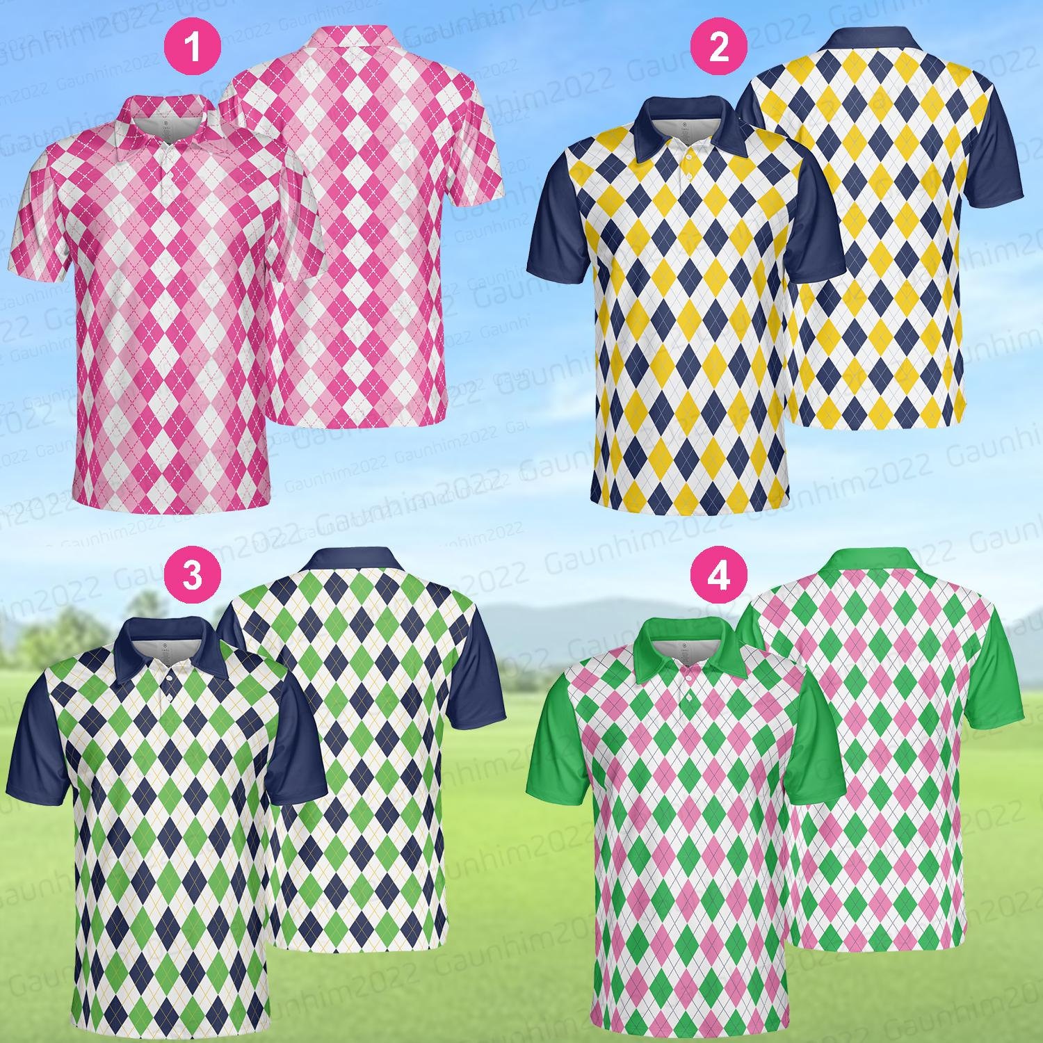 Tシャツ・カットソー Malbon Golf Argyle pattern polo t-shirt GREEN MAN M4321PTS04 MALBON】 Argyle Pattern Polo T-shirt □MAN /追跡付 (Malbon
