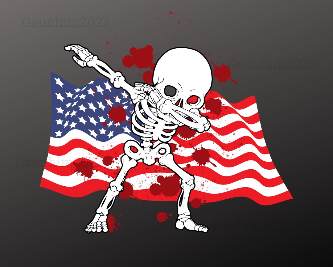 kids 4th of july dabbing skeleton