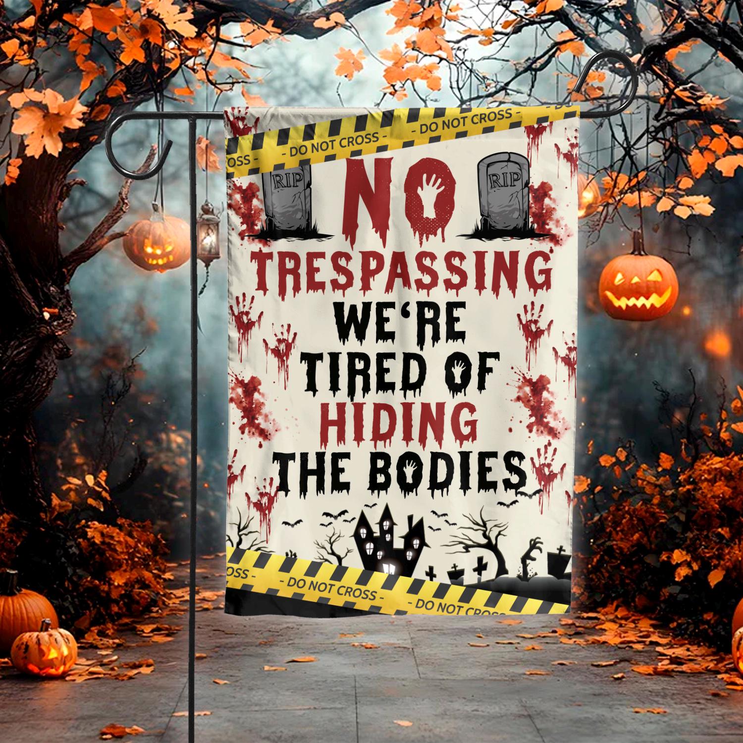 Halloween-Gartenflagge 'Never Trust The Living' – Outdoor-Deko Für Garten, Tür Oder Balkon