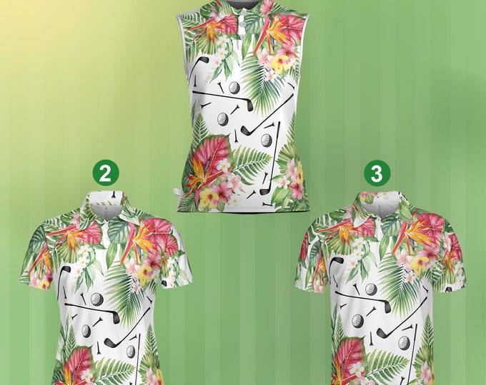 Cloudspun Island Flower Print Sleeveless Golf Polo main image 1