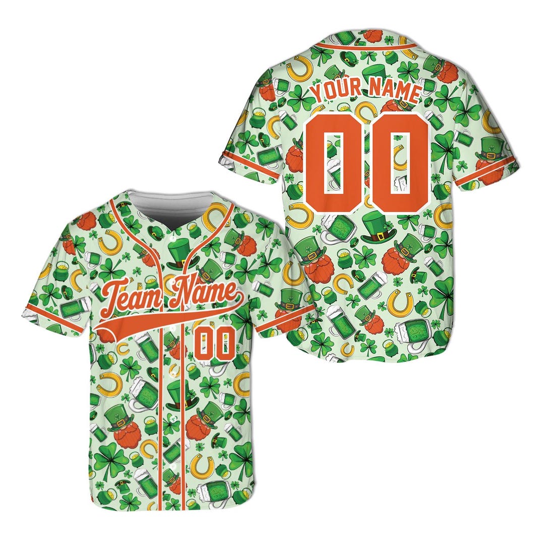 Personalized St Patrick's Day Baseball Jersey, Custom Name Number Irish ...