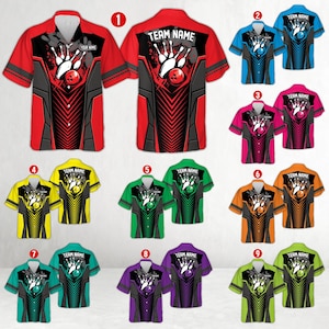 Personalized Bowling Hawaiian Shirt, Custom Name Bowling Player Button Up Shirt, Bowling Team Shirt, Gifts For Bowling Lovers, Bowlers Gifts