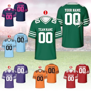 Personalized Football Jersey, Custom Name Number V-neck Short Sleeve Jersey, Football Jersey Unisex, Football Team Uniforms, Football Fan