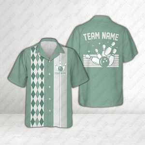 Personalized Retro Bowling Hawaiian Shirt, Custom Name Bowler Button Down Shirt, Matching Bowling Team Shirt, Bowling Lover Gift
