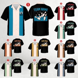 Personalized Bowling Hawaiian Shirt, Custom Name Bowling Player Button Up Shirt, Retro Bowling Team Shirt, Gifts For Bowlers, Bowling Lovers