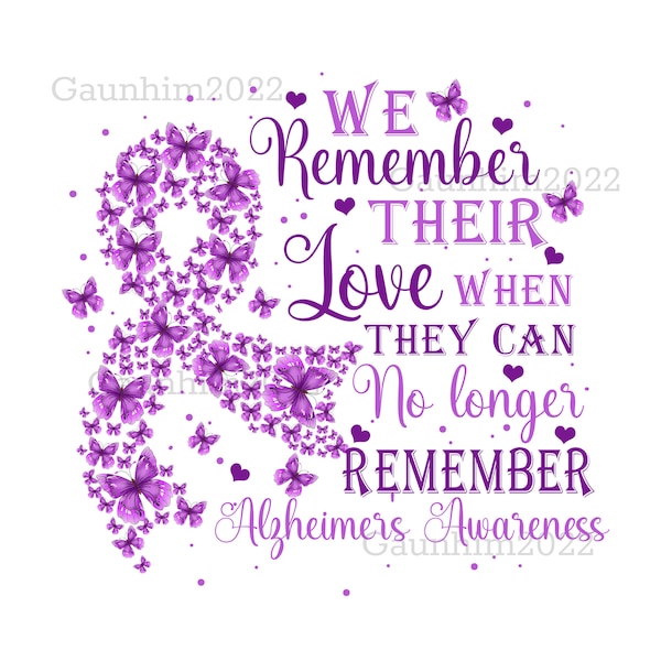 We Remember Their Love Png, Alzheimer's Awareness png, Purple Ribbon png,