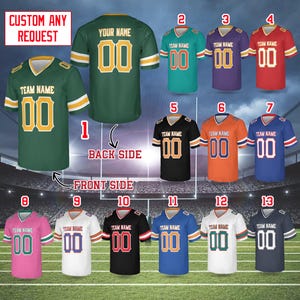 Personalized Football Jersey, Custom Name Number Color V-neck Short Sleeve Jersey, Football Jersey Uniform For Football Team, Football Fans
