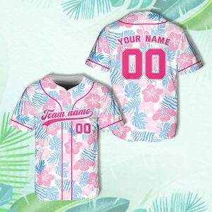 Custom Hawaiian Baseball Jersey, Personalized Name And Number Tropical Beach Baseball Jersey, Summer Vacation Jersey, Matching Team Uniform