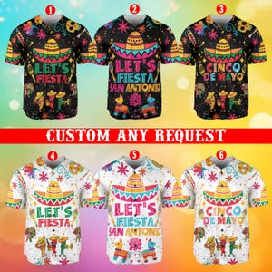 Permite Fiesta San Antonio Baseball Jersey, Cinco De Mayo Baseball Jersey, Fiesta Squad, Mexico Festival Jersey, Matching Mexican Fiesta Jersey