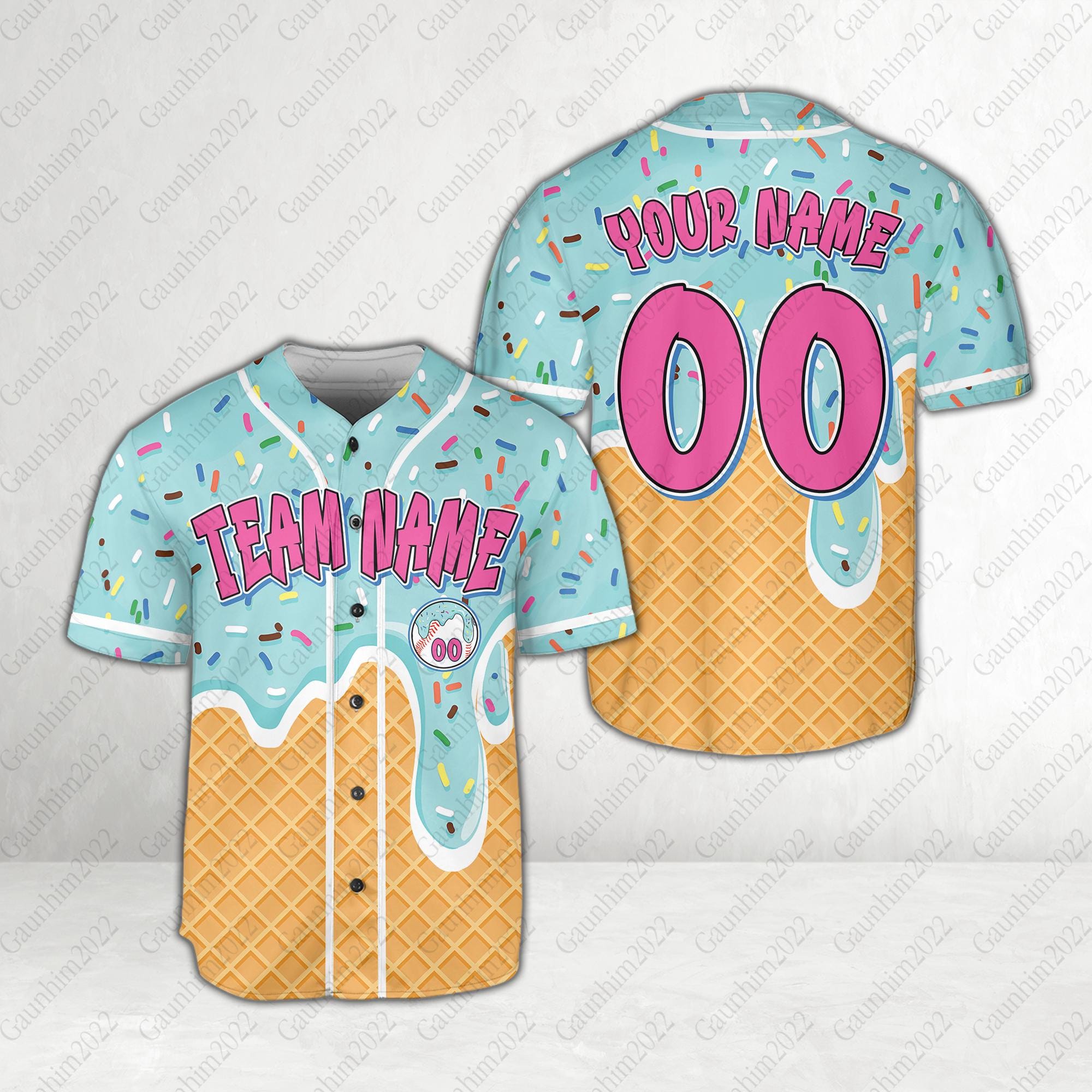 Softball Uniforms Personalized Ice Cream Drip Baseball Jersey For