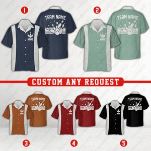 Personalized Retro Bowling Hawaiian Shirt, Custom Name Bowler Button Down Shirt, Matching Bowling Team Shirt, Bowling Lover Gift