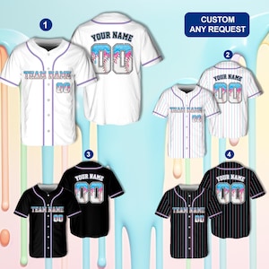 Custom Ice Cream Drip Baseball Jersey, Personalized Name And Team Baseball Jersey, Funny Sprinkles Baseball Jersey, Matching Team Uniform