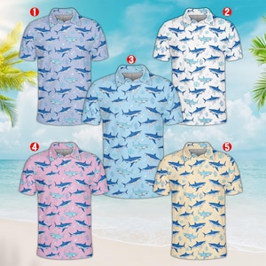 Shark Golf Polo Shirt, Summer Beach Golf Men Womne Polo Shirt, Golf Sleeveless Polo, Sea Life Ocean Themed Polo For Golfers And Beach Lovers