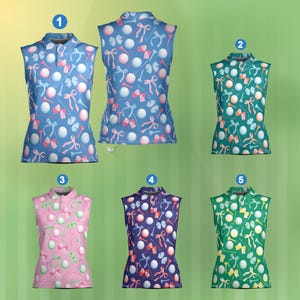 Polo de golf elegante y coqueto para mujer, con un bonito lazo, sin mangas o de manga corta, un atuendo veraniego para amantes del golf, un regalo para golfistas.