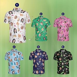 Custom Face Golf Polo Shirt, Personalized Golf Polo With Pet, Kid, or Family Face, Father&#39;s Day Golf Gift, Gift For Golf Lover, Dad, Husband