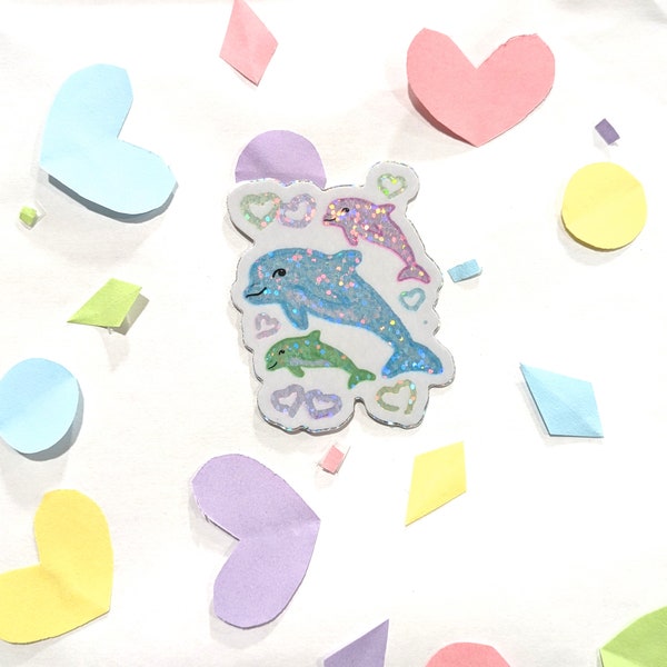 Pastel Dolphin Glitter Holographic Stickers