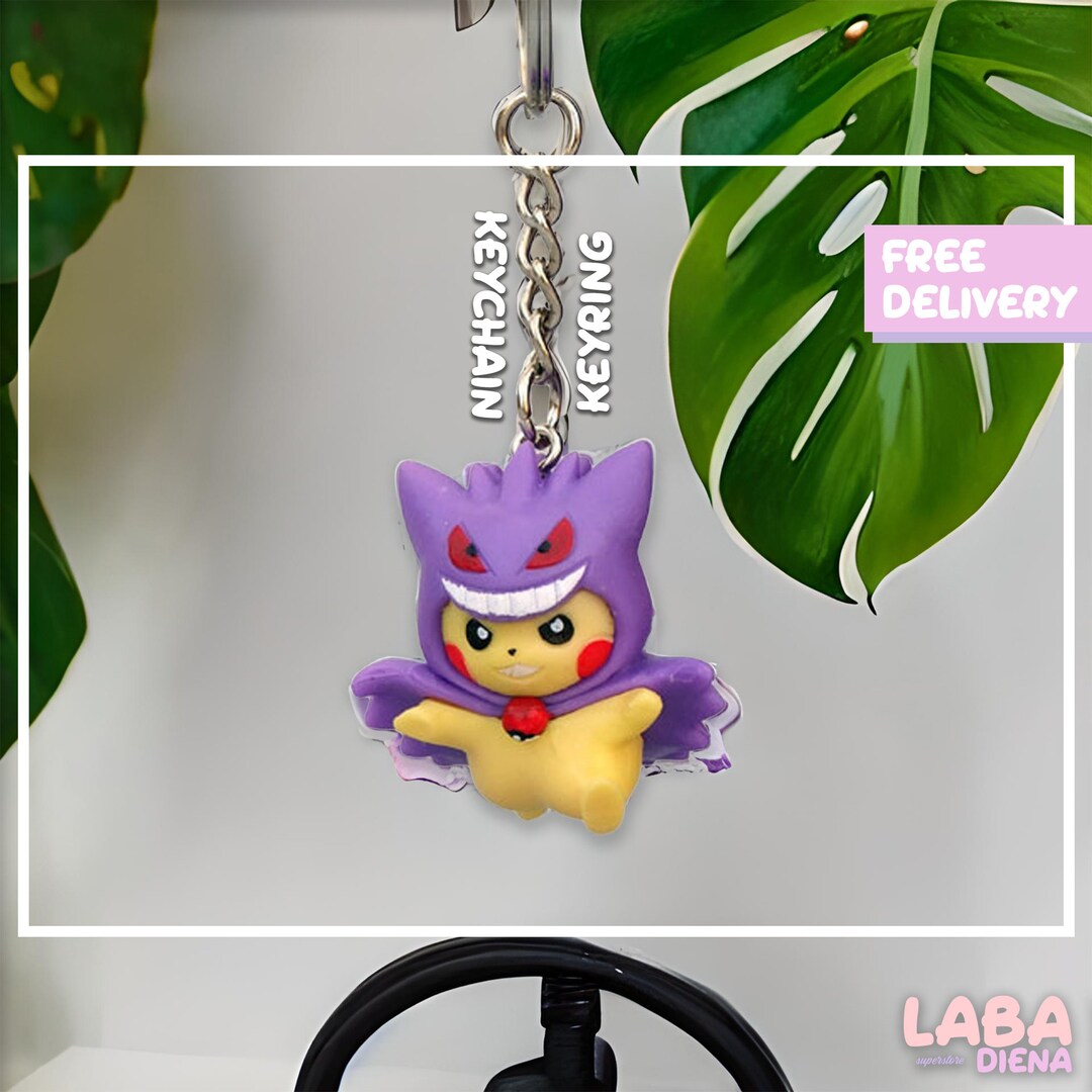 Pokemon Style Pikachu Cosplay Keyring Keychain Toy Etsy
